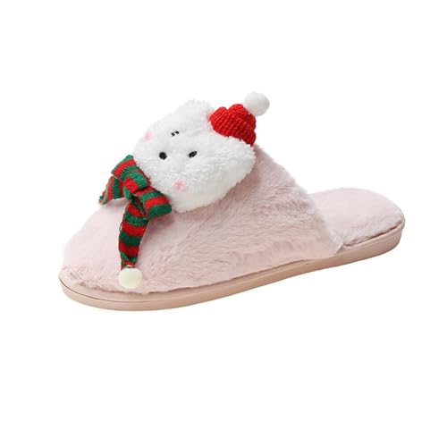 Damen Herren Cartoon Weihnachten Hausschuhe - Bequeme Hüttenschuhe Damen Und Herren Warme Pantoletten Schlappen Niedliche Hauspantoffeln Hausschlappen Rutschfest Plüschhausschuhe Bodenschuhe von Generisch