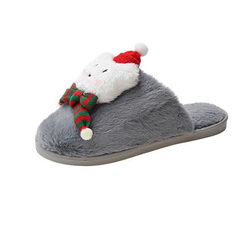 Damen Herren Cartoon Weihnachten Hausschuhe - Bequeme Hüttenschuhe Damen Und Herren Warme Pantoletten Schlappen Niedliche Hauspantoffeln Hausschlappen Rutschfest Plüschhausschuhe Bodenschuhe von Generisch