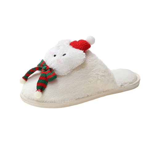 Damen Herren Cartoon Weihnachten Hausschuhe - Bequeme Hüttenschuhe Damen Und Herren Warme Pantoletten Schlappen Niedliche Hauspantoffeln Hausschlappen Rutschfest Plüschhausschuhe Bodenschuhe von Generisch