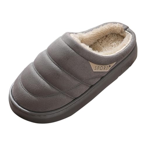 Damen Herren Plüsch Hausschuhe - Cozy Warm Fuzzy House Slippers Bequem Pantoletten Hauspantoffeln Rutschfest Paare Slippers Haushaltsschuhe Stumm Plüschhausschuhe Winterhausschuhe von Generisch