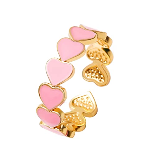 Damen-Herzringe und Liebesring, verstellbar, modische Herzform, Öffnung für Frauen, runder Ring, Mädchen, Schmuck, Ringe, Geburtstagsgeschenke für Frauen, Einheitsgröße, Metall, Kein Edelstein Damen-Herzringe und Liebesring, verstellbar, modische Herzform, Öffnung für Frauen, runder Ring, Mädchen, Schmuck, Ringe, Geburtstagsgeschenke für Frauen, Einheitsgröße, Metall, Kein Edelstein von Generisch