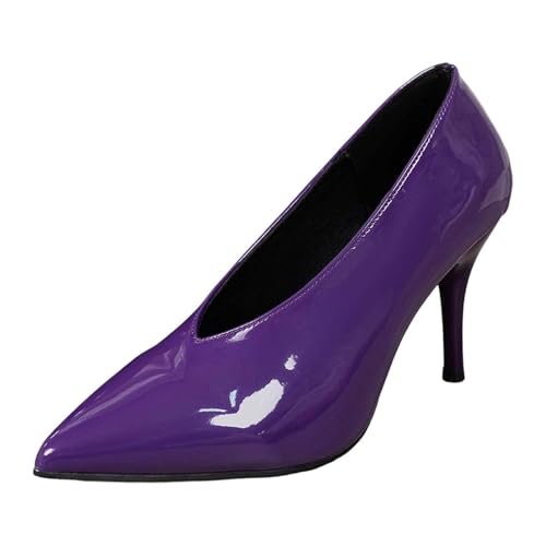 Damen High Heels Chunky Blockabsatz Schuhe Pumps mit Riemen Klassische Spitzer Spitze für Breite Füße Anzugschuhe von Generisch