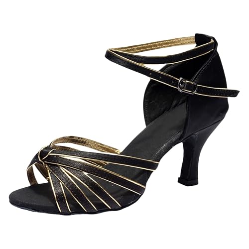 Damen High Heels Schuhe, elegant, mittelhoher Absatz, Stiletto, Kreuzriemen, sexy Tanz-Sandalen, Lateinschuhe, Cha Cha Schuh, Party, Hochzeit, Sandalen, Schnalle, eleganter Sommerschuh mit weicher Damen High Heels Schuhe, elegant, mittelhoher Absatz, Stiletto, Kreuzriemen, sexy Tanz-Sandalen, Lateinschuhe, Cha Cha Schuh, Party, Hochzeit, Sandalen, Schnalle, eleganter Sommerschuh mit weicher von Generisch