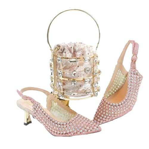 Damen High Heels Schuhe und passende Handtasche Set Party Hochzeit Mode formelles Accessoire, 125, 42 EU von Generisch