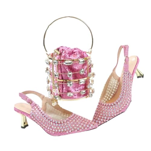 Damen High Heels Schuhe und passende Handtasche Set Party Hochzeit Mode formelles Accessoire, Pnnrk, 43 EU von Generisch