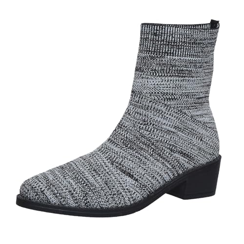 Damen High Heels Stiefeletten Mesh Herbst/Winter Stiefel Spitz Stiletto Heels Winter Damen 42 (Grey, 40) von Generisch