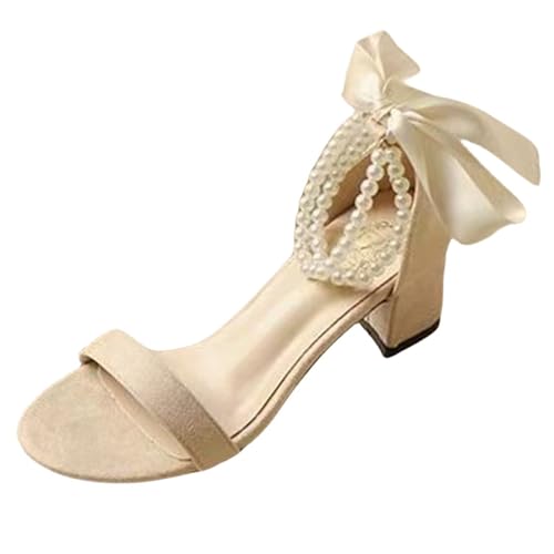 Damen Highheels Schuh Schwarz Pumps Weiß Blockabsatz Offene Zehensandalen Rückenfrei Sandaletten Mit Perlen-Fußkette Strandsandalen Mode Sommerschuhe Atmungsaktive Abendschuhe Damen Highheels Schuh Schwarz Pumps Weiß Blockabsatz Offene Zehensandalen Rückenfrei Sandaletten Mit Perlen-Fußkette Strandsandalen Mode Sommerschuhe Atmungsaktive Abendschuhe von Generisch