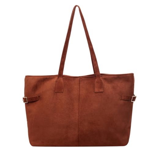 Damen HoboTote Bag Weiche Wildleder Schultertasche Casual Achseltasche Bequem Tragen Geeignet für Büro Pendeln und Freizeitaktivitäten, braun, 47*15*30cm/18.50*5.9*11.81in von Generisch