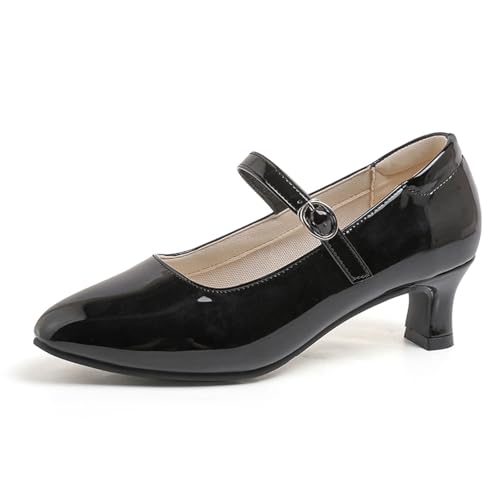 Damen Hochzeitsschuhe Chunky Blockabsatz Schuhe Women's Court Shoes Klassische High Heels Geschlossener Spitze Pumps Elegante Bequeme Tanzschuhe von Generisch