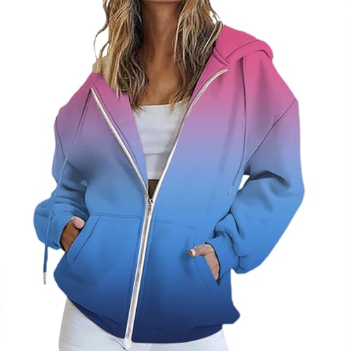 Damen Hooded Jacket I Premium Kapuzenjacke Damen mit Kontrast-Innenfutter I Basic Hoodie mit Reißverschluss I Zip Hoodie I Hochwertige & nachhaltige Damen-Oberteile Halloween/Weihnachten/Geschenke von Generisch
