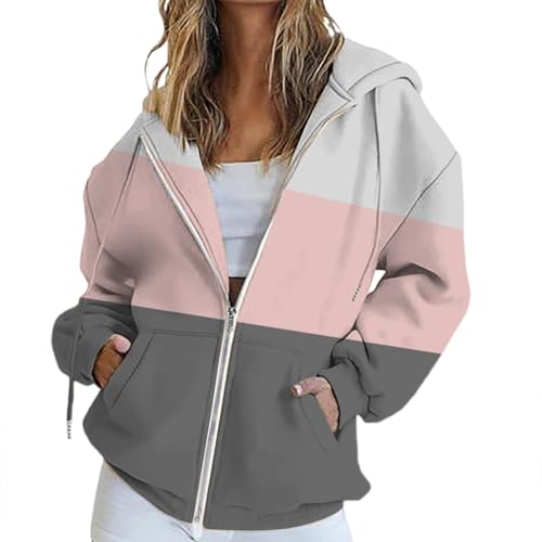 Damen Hooded Jacket I Premium Kapuzenjacke Damen mit Kontrast-Innenfutter I Basic Hoodie mit Reißverschluss I Zip Hoodie I Hochwertige & nachhaltige Damen-Oberteile Halloween/Weihnachten/Geschenke von Generisch