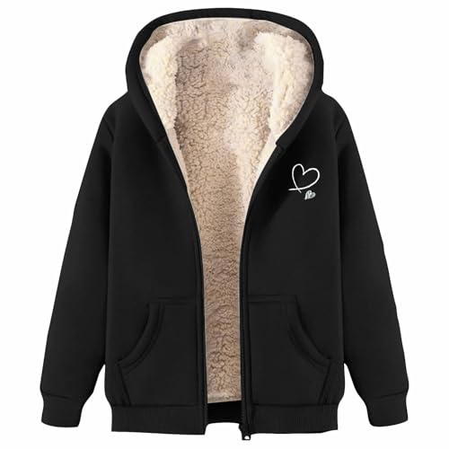 Damen Hoodie Fleecejacke Kapuzenjacke Winterjacke Sweatjacke Warme Plüschjacke Pullover Mantel Winter Kapuzenpullover Mit Reißverschluss Outdoorjacke Jacke Wollmantel Plüschjacke Softshellmantel von Generisch