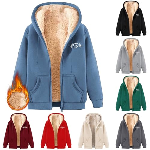 Damen Hoodie Fleecejacke Kapuzenjacke Winterjacke Sweatjacke Warme Plüschjacke Pullover Mantel Winter Kapuzenpullover Mit Reißverschluss Outdoorjacke Jacke Wollmantel Plüschjacke Softshellmantel von Generisch