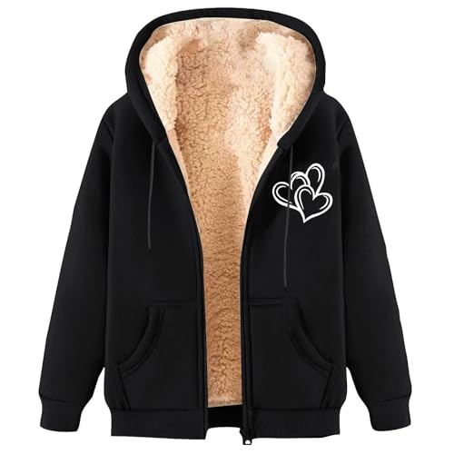 Damen Hoodie Fleecejacke Kapuzenjacke Winterjacke Sweatjacke Warme Plüschjacke Pullover Mantel Winter Kapuzenpullover Mit Reißverschluss Outdoorjacke Jacke Wollmantel Plüschjacke Softshellmantel von Generisch