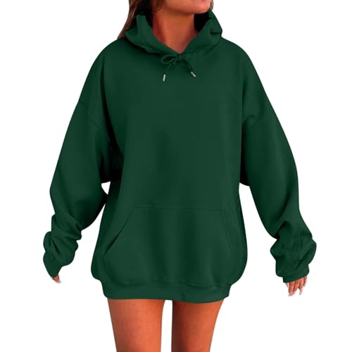 Damen Hoodie Oversize Hoodies Für Teenager Mädchen Oversized Sweatshirt Kapuzenpullover Grosse Grössen Herbst Winter Hoody mit Tasche Baumwolle Pullover Einfarbig Basic Langrmshirt von Generisch