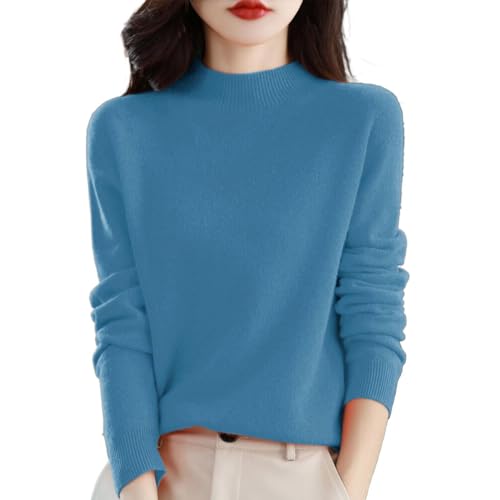 Damen Hoodie Strickpullover Gerippter Rollkragenpullover Feinstrick Elegant Langarm Strickpulli Stretch Warmer Winter Rolli Basic Einfarbige Pullover Sweatshirt Passform Kuschel Tops von Generisch