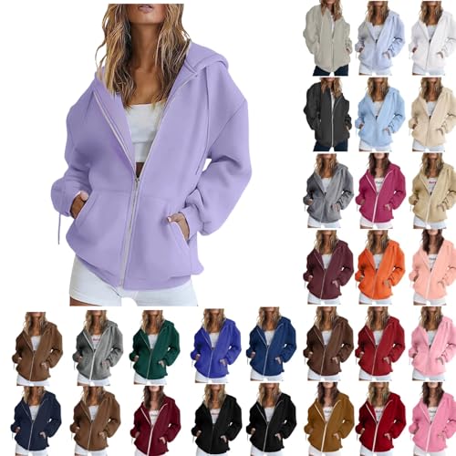 Damen Hoodie Sweatjacke Baumwoll Zipper Mit Kapuze Streetwear Pullover Sweatshirt Rundhals Tasche Übergangsjacke Kapuzenpullover Oversize Sportjacke Trainingsjacke Sweatshirtjacke Kapuzenjacke Mädchen von Generisch