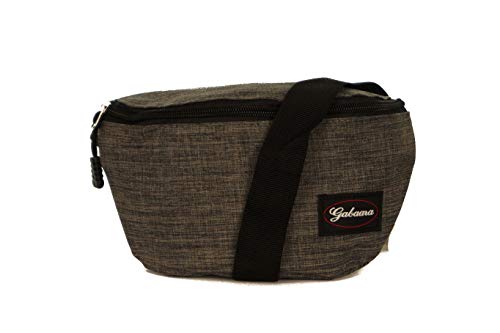 Damen Hüfttasche Stofftasche Sport Gürteltasche Brusttasche Bauchtasche Doggy Bag mi 2 Fächern und verstellbaren Gürtel in Blau Grau Beige oder Schwarz Unisex Damen Herren (Grau 2) von Generisch