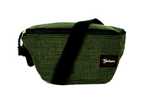 Damen Hüfttasche Stofftasche Sport Gürteltasche Brusttasche Bauchtasche Doggy Bag mi 2 Fächern und verstellbaren Gürtel in Blau Grau Beige oder Schwarz Unisex Damen Herren (Grün) von Generisch