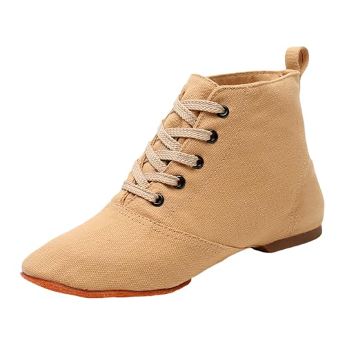 Damen Jazzschuhe Schnürschuhe atmungsaktiv für Frauen Weiche Sohle Tanzschuhe Ballerinas Flache Elegant Dirndlschuhe Weiche Sportlich Tanzschuhe für Sport Walking von Generisch