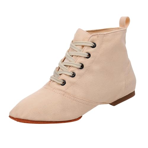 Damen Jazzschuhe Schnürschuhe atmungsaktiv für Frauen Weiche Sohle Tanzschuhe Ballerinas Flache Elegant Dirndlschuhe Weiche Sportlich Tanzschuhe für Sport Walking von Generisch