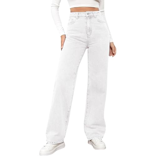Damen Jeans 2025 Hohe Taille Baggy Weites Bein Y2k Style Elastisch Schlankmachend Gerader Schnitt Denim Freizeit Classic,Damen Jeans Gerades Bein Hüfthosen,Hosen,Weiß,S Damen Jeans 2025 Hohe Taille Baggy Weites Bein Y2k Style Elastisch Schlankmachend Gerader Schnitt Denim Freizeit Classic,Damen Jeans Gerades Bein Hüfthosen,Hosen,Weiß,S von Generisch
