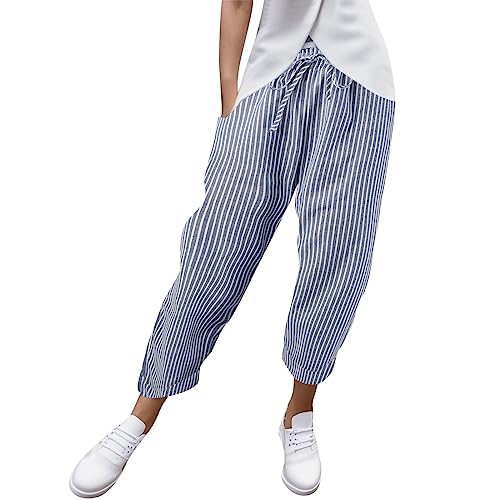 Damen Jogginghose Kurzgröße Lockere Und Bequeme Jogging Hosen Lässige Leicht Relaxhose Wide Leg Stretch High Waist Elegant Hose Für Freizeit Weites Bein Outdoorhose Freizeithose (Blue, M) von Generisch