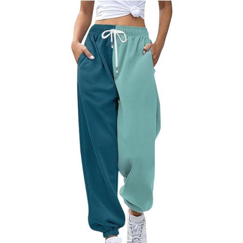 Damen Jogginghose Lang Freizeithosen High Waist Lässige Loose Sweathose mit Taschen Trainingshose Oversize Sporthose Zweifarbig Sommerhose Casual Mode Damen Jogginghose Lang Freizeithosen High Waist Lässige Loose Sweathose mit Taschen Trainingshose Oversize Sporthose Zweifarbig Sommerhose Casual Mode von Generisch