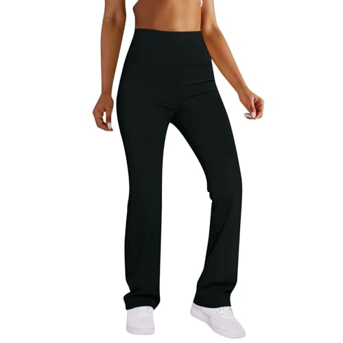 Damen Jogginghose Warm, Fashion Yogahose Damen Schlaghosen Blickdicht Slim Low Waisted Flared Leggings Yoga Sweatpants Jogginghosen Für Fitness Yogahose Damen Yogahose Schlaghose (XL, Black) Generisch von Generisch