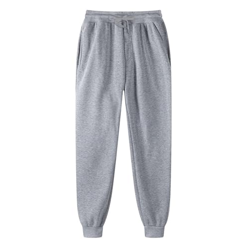Generisch Damen Jogginghose mit Taschen, Graue Jogginghose Damen Sporthose Lang Baggy Freizeithose Einfarbig Trainingshose Atmungsaktiv Sweathose Cargohose Mit Gummizug Outdoorhose Joggpants von Generisch
