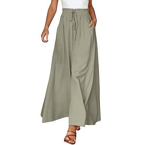 Damen Jumpsuit hosenröcke Sommer Leinenhose Pumphose Damen Culotte Sommerhose mit weitem Bein Linen Pants Women Weite Sommerhose leicht leichte Weite Viskose Hose Sommer leicht von Generisch