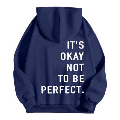 Damen Kapuzenpullover „It's Ok Not to Be Perfect“ Langlaufschuhe Klassisch Damen (Navy, L) von Generisch