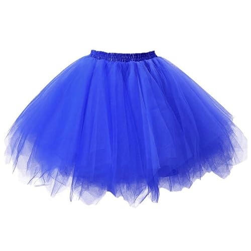 Damen Karneval Kostüm Tüllrock 80er Puffy Tütü Röcke Tüll Petticoat (eine Größe blau) von Generisch