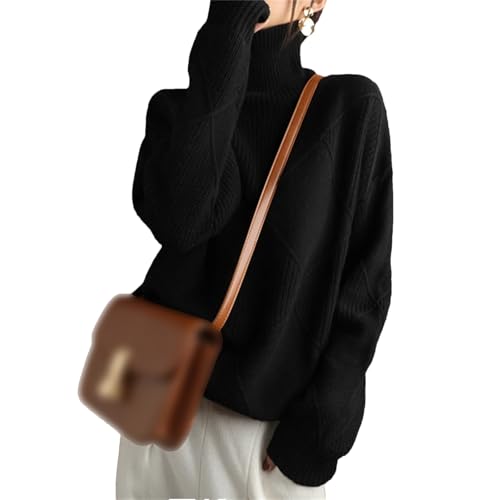 Damen Kaschmir Pullover Rollkragen Strick Rollkragenpullover Wolle Lose Große Größe Sweater, Schwarz , L Damen Kaschmir Pullover Rollkragen Strick Rollkragenpullover Wolle Lose Große Größe Sweater, Schwarz , L von Generisch