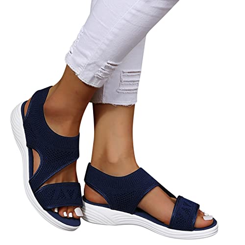 Damen Keilabsatz Sommer - Slingback Peeptoes Zehenbereich Slip on Modische Schlupfsandalen Kreuzgurte Strand Keilabsätze Bohemia Bequeme Knöchelriemen Offener Orthopädische Freizeitschuhe von Generisch