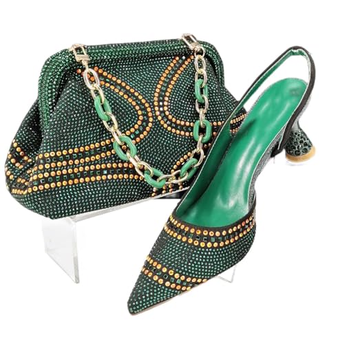 Damen Keilabsatz Taschen Set mit Strass Spitze Zehen für Party, En8, 43.5 EU von Generisch