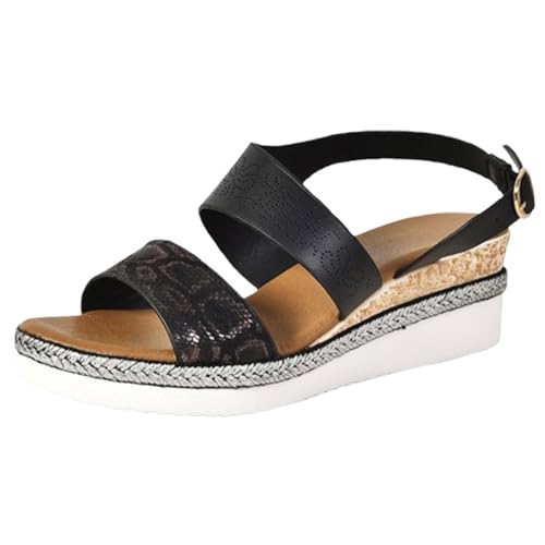 Damen Keilsandalen Orthopädische Schuhe Rutschfeste Sommerschuhe Atmungsaktive Keilabsatz Sandalen Lässige Walkingschuhe Peep Toe Bequeme Strandschuhe Elegant Wanderschuhe Plateau Trekkingschuhe von Generisch