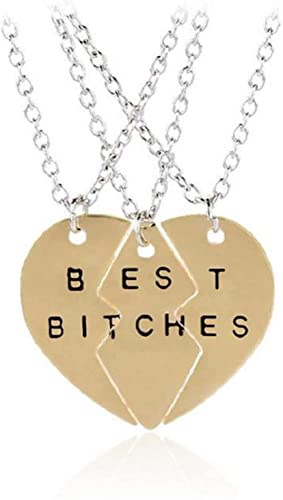 Damen-Kette, personalisierbar, mit drei Blütenblättern, Freundschaftsschmuck, Herzanhänger von Generisch