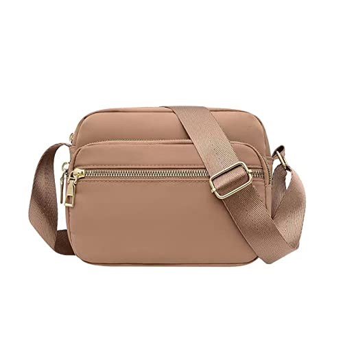 Damen Klassische Nylon Umhängetasche Handytasche Damen Leichte Messenger Umhängetasche Taschen Herren Wasserdicht (Khaki, One Size) von Generisch