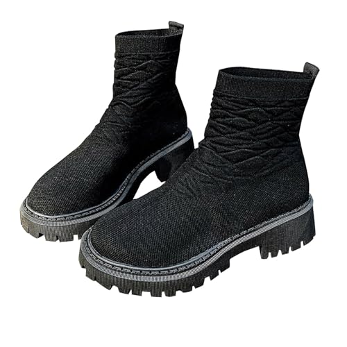 Damen Klassische Stiefel, Frauen Stiefel,Sommerstiefel, Frauen Kurze Stiefel Rücken Absatz Chunky Absatz Mid Calf Stiefels von Generisch
