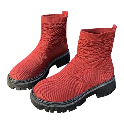 Damen Klassische Stiefel, Frauen Stiefel,Sommerstiefel, Frauen Kurze Stiefel Rücken Absatz Chunky Absatz Mid Calf Stiefels von Generisch