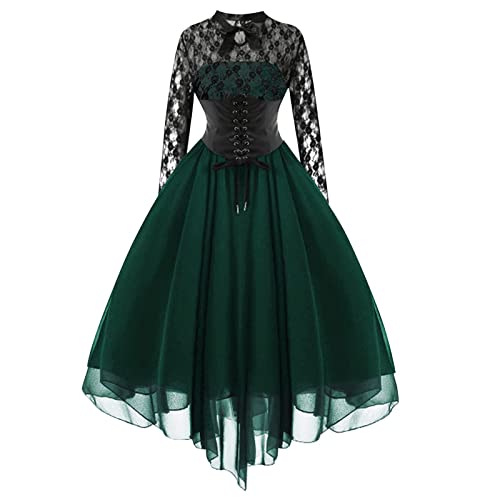 Damen Kleid Vintage 50er Cocktailkleid Pettycode Freizeitkleid Retro Kleidung Elegant Abendkleider Hohe Taille Spitzenkleid Rockabilly Kleider Festlich Knielang Spaghettiträger A Line Faltenrock von Generisch