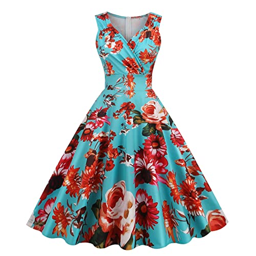 Damen Kleid Vintage 50er Cocktailkleid Pettycode Freizeitkleid Retro Kleidung Hohe Taille Spitzenkleid Rockabilly Kleider Festlich Knielang Spaghettiträger A Line Faltenrock Elegant Abendkleider von Generisch