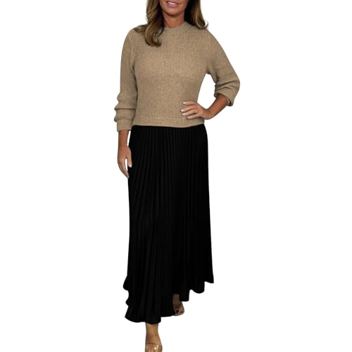 Damen Kleider Elegant Strick Patchwork Strickkleid Damen Winter Lang Faltenkleid Langarm Winterkleid Damen Elegant A Linie Pulloverkleid Frauen Winter Lange Plissee Kleid Casual Strickkleider Damen Kleider Elegant Strick Patchwork Strickkleid Damen Winter Lang Faltenkleid Langarm Winterkleid Damen Elegant A Linie Pulloverkleid Frauen Winter Lange Plissee Kleid Casual Strickkleider von Generisch