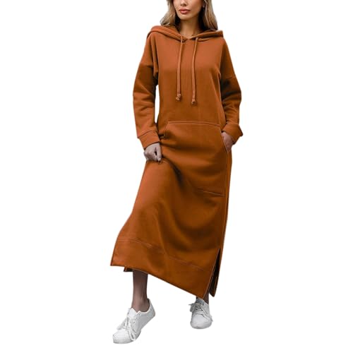 Damen Kleider Sale Angebote Outlet Angebote Sommerkleid Damen Elegant Damen-Kleid Mit Lockerer Kapuze, Langes Kleid, Gepolstertes Sweatshirt, Lässiges Modisches Kleid, Kleid Mit Großen Kleid Samt von Generisch