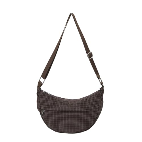 Damen Knödeltasche, kariert, Umhängetasche, Retro, Umhängetasche, Einkaufstasche, große Kapazität, Messenger-Tasche für den Alltag, coffee, Einheitsgröße von Generisch