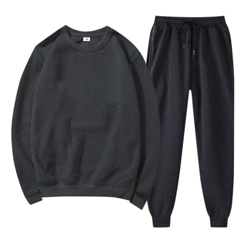 Damen Komfort Jogginganzug Lange Ärmeln Rundhalsausschnitt Oberteil Frauen Elastische Taille Bedruck Schlafanzug Weich Herbst Winter Hose Freizeitanzug Mit Tunnelzug Warm Einfach Im Haus (Grey, XXXL) von Generisch