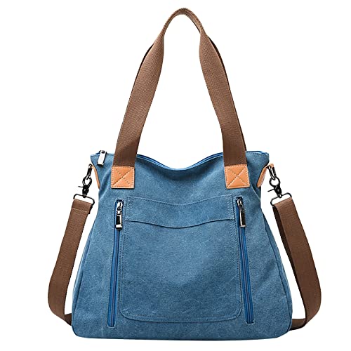Damen Koreanische Casual Fashion One Shoulder Crossbody Große Kapazität Tragbare Stofftasche Schultertasche für Schule, blau, Einheitsgröße Damen Koreanische Casual Fashion One Shoulder Crossbody Große Kapazität Tragbare Stofftasche Schultertasche für Schule, blau, Einheitsgröße von Generisch