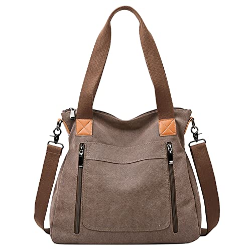 Damen Koreanische Casual Fashion One Shoulder Crossbody Große Kapazität Tragbare Stofftasche über der Schulter Taschen für Männer, coffee, Einheitsgröße von Generisch