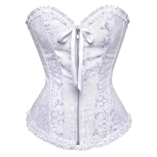 Damen-Korsett, Retro, Übergröße, Reißverschluss, Korsett, Spitze, Corsage, Party, Nachtkleid, Karnevalskleid, 2550 Weiß, 6XL Damen-Korsett, Retro, Übergröße, Reißverschluss, Korsett, Spitze, Corsage, Party, Nachtkleid, Karnevalskleid, 2550 Weiß, 6XL von Generisch